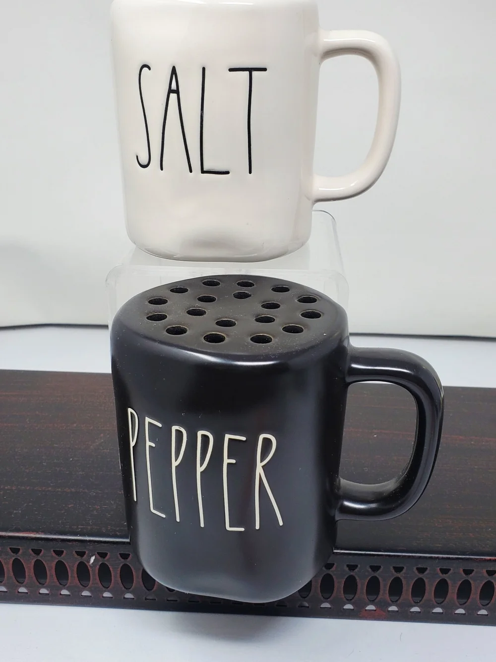 Salt & Pepper Ceramic Mug Shakers - Black and White